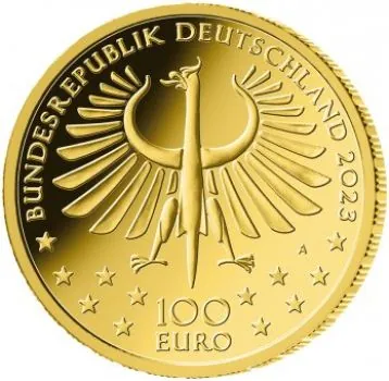 Deutschland 100 Euro Gold Gedenkmünze 2023 | Motiv: Meisterwerke der Deutschen Literatur - Motiv: Faust | 1. Ausgabe | Prägeanstalt: A