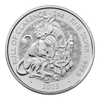 2 Unze Silbermünze Großbritannien 2023 - The Royal Tudor Beasts Collection | Motiv: Bull of Clarence