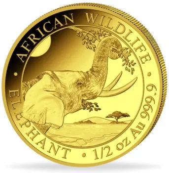 1/2 Unze Goldmünze Somalia 2023 - Elefant