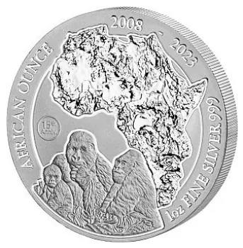 1 Unze Silbermünze Ruanda 2023 - Berggorilla | 15 Jahre Jubiläumsausgabe