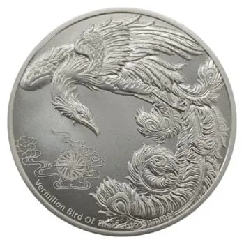 1 Unze Silbermünze Samoa 2023 | Serie: Four Guardians - Motiv: Roter Vogel ( Vermilion Bird ) | 2. Ausgabe