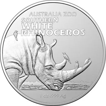 1 Unze Silbermünze Australien 2023 | Serie: Australia Zoo - Motiv: Breitmaulnashorn - Southern White Rhinoceros