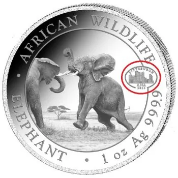 1 Unze Silbermünze Somalia 2023 - Elefant | Privy Mark: ANA Pittsburgh - Motiv: Somalia Elefant 2024