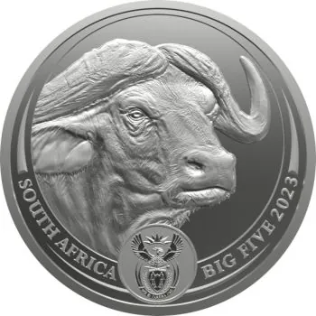 5 Rand | 1 Unze Silbermünze Südafrika 2023 | Serie: Big Five II - Motiv: Büffel | 5. Ausgabe