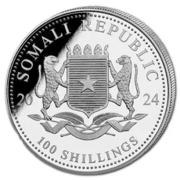 1 Unze Silbermünze Somalia 2024 - Elefant in Farbe