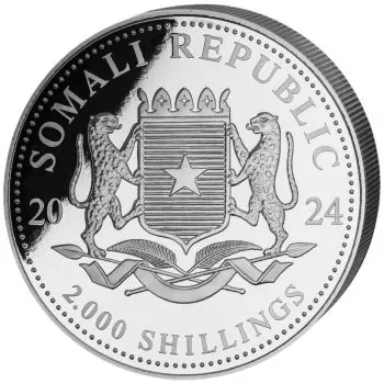 1 Kilo Silbermünze Somalia 2024 - Elefant in Farbe | Giant Moon Edition