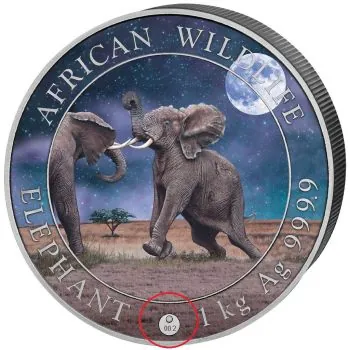 1 Kilo Silbermünze Somalia 2024 - Elefant in Farbe | Giant Moon Edition