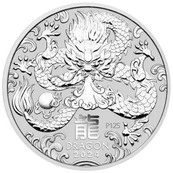 1 Unze Silbermünze Australien 2024 - Lunar Serie 3 - Motiv: DRACHE