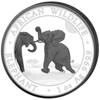 2 x 1 Unze Silbermünzen SET Somalia 2024 - Elefant mit Ruthenium veredelt | Black & White Edition | 8. Ausgabe | Nur 500 Exemplare