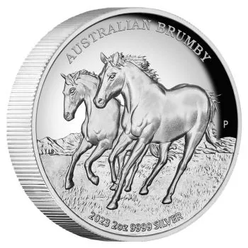 2 Unze Silbermünze Australien 2023 HIGH RELIEF in Polierte Platte - Motiv: Brumby