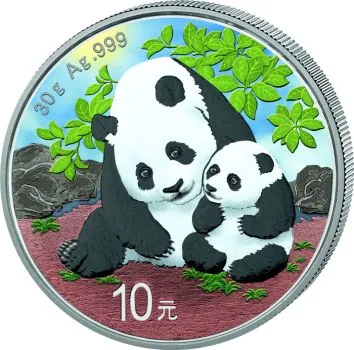 30 Gramm Silbermünze China 2024 - Panda in Farbe | Variante 2