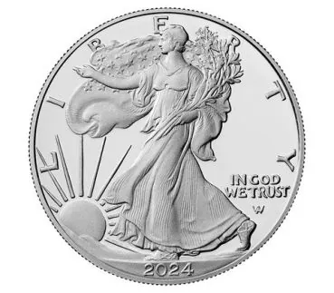 1 Unze Silbermünze USA 2024 - American Eagle in Polierte Platte