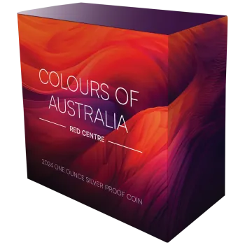 1 Unze Silbermünze Niue 2024 Polierte Platte in Farbe | Serie: Colours of Australia | Motiv: Red Centre | 1. Ausgabe