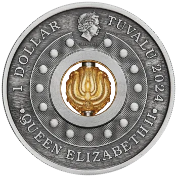 1 Unze Silbermünze Tuvalu 2024 Rotating Charm in Antique Finish | Lunar Serie - Motiv: YEAR OF THE DRAGON ( Drache)
