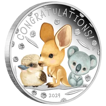 1/2 Unze Silbermünze Australien 2024 in Polierte Platte | Babymünze - Newborn