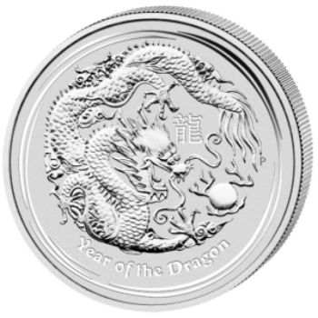 2 Unze Silbermünze Australien 2012 - Lunar Serie 2 - Motiv: DRACHE