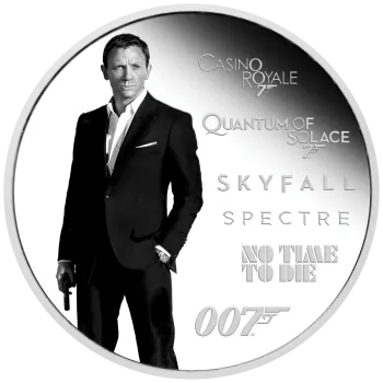 1 Unze Silbermünze Tuvalu 2024 Polierte Platte in Farbe | Serie: James Bond Legacy - Motiv: Daniel Craig