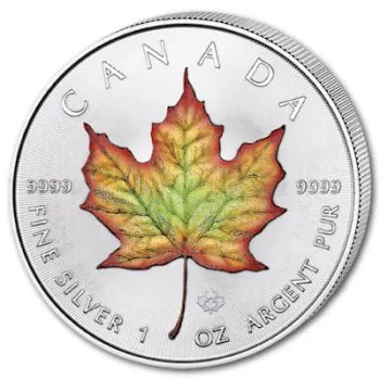 1 Unze Silbermünze Kanada 2024 - Maple Leaf in Farbe