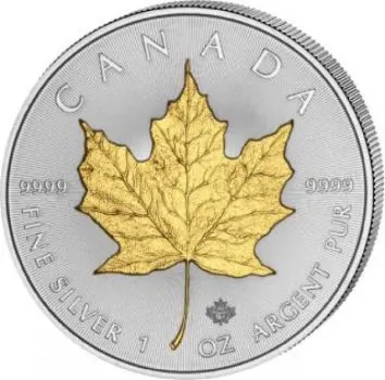 1 Unze Silbermünze Kanada 2024 - Maple Leaf vergoldet