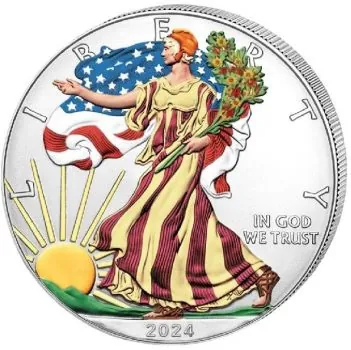 1 Unze Silbermünze USA 2024 - American Eagle in Farbe