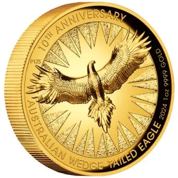 1 Unze Goldmünze Australien 2024 - Keilschwanzadler (Wedge-Tailed Eagle) in HIGH RELIEF und Polierte Platte | 10th Anniversary