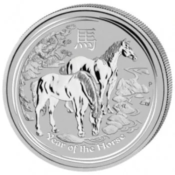 5 Unze Silbermünze Australien 2014 - Lunar Serie 2 - Motiv: Pferd *