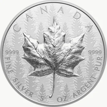 5 Unze Silbermünze Kanada 2024 Reverse Proof in ULTRA HIGH RELIEF | Motiv: Maple Leaf