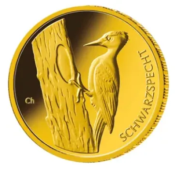 Deutschland 20 Euro Gold Gedenkmünze 2021 | Serie: Heimische Vögel - Motiv: Schwarzspecht