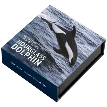 1 Unze Goldmünze Australien 2024 | Serie: Dolphin - Motiv: Hourglass Dolphin