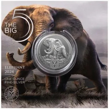 5 Rand | 1 Unze Silbermünze Südafrika 2024 | Serie: Big Five III - Motiv: Elefant | 1. Ausgabe