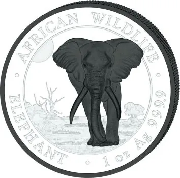 2 x 1 Unze Silbermünzen SET Somalia 2025 - Elefant | Black & White Edition | 9. Ausgabe | Nur 500 Exemplare