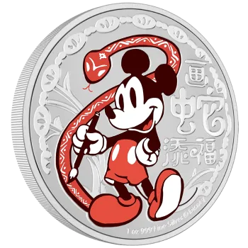 1 Unze Silbermünze Niue 2025 Polierte Platte in Farbe - Disney`s ™ Lunar Serie | Jahr der Schlange - Happy Year of the Snake Coin *