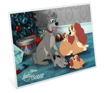 5 Gramm Silberbanknote Niue 2024 Polierte Platte in Farbe | Disney`s Susi und Strolch Weihnachtsgrüße | Season's Greetings - Lady and the Tramp ( Merry Christmas ) *