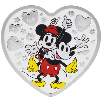 1 Unze Silbermünze Niue 2025 Polierte Platte in Farbe | Disney`s ™ Love Ausgabe | Mickey and Minnie Mouse ™ - Disney I Love Us ™ *