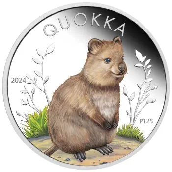 1 Unze Silbermünze Australien 2024 Polierte Platte in Farbe - Quokka *