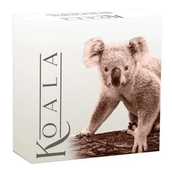 5 Unze Silbermünze Australien 2024 - Koala HIGH RELIEF mit Roségold veredelt in Polierte Platte *