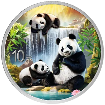 2 x 30 Gramm Silbermünzen China 2025 - Panda SET Night & Day in Farbe inkl. Münzetui und Zertifikat | Variante 1