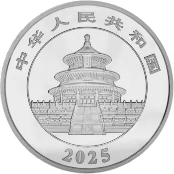 1 Kilo / 1000 Gramm Silbermünze China 2025 in Polierte Platte und Irisierende Färbung - Panda