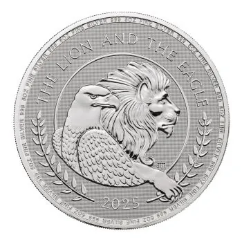 5 Unze Silbermünze Großbritannien 2025 | Motiv: The British Lion and American Eagle