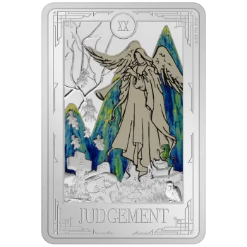 1 Unze Silbermünze Niue 2025 Polierte Platte in Farbe | Serie: Tarot Cards | Motiv: Das Gericht - Judgement ( 21. Ausgabe )