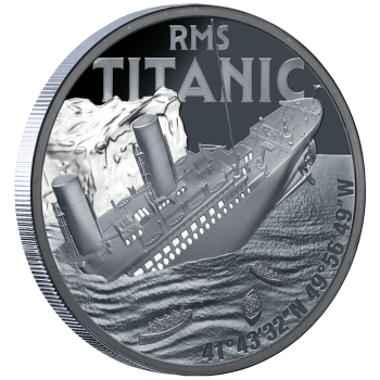 1 Unze Silbermünze Niue 2025 Polierte Platte in Black Proof | Motiv: RMS Titanic *