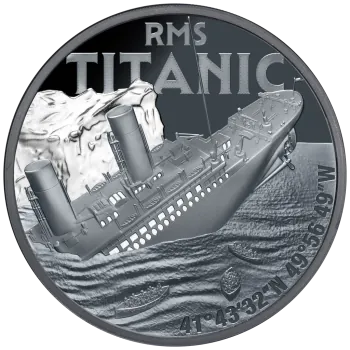 1 Unze Silbermünze Niue 2025 Polierte Platte in Black Proof | Motiv: RMS Titanic *