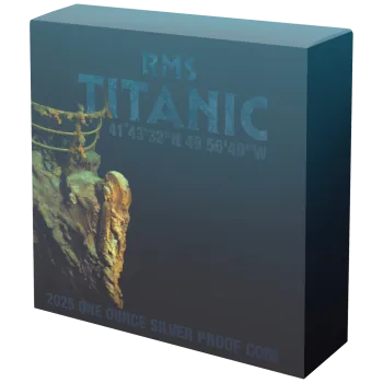 1 Unze Silbermünze Niue 2025 Polierte Platte in Black Proof | Motiv: RMS Titanic *