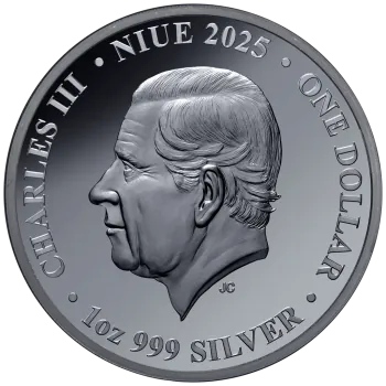 1 Unze Silbermünze Niue 2025 Polierte Platte in Black Proof | Serie: Australien bei Nacht - Motiv: Delfin - Bottenlose Dolphin | 12. Ausgabe *