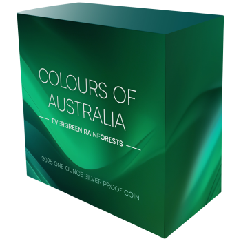 1 Unze Silbermünze Niue 2025 Polierte Platte in Farbe | Serie: Colours of Australia | Motiv: Evergreen Rainforests | 3. Ausgabe *