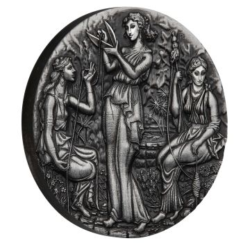 2 Unze Silbermünze Tuvalu 2025 in Antique Finish | MOTIV: Fate - The Moirai