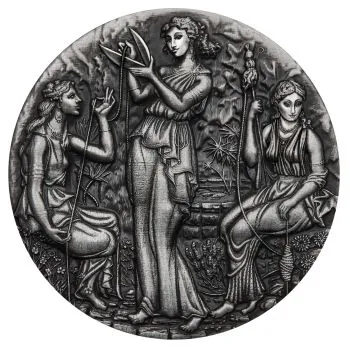 2 Unze Silbermünze Tuvalu 2025 in Antique Finish | MOTIV: Fate - The Moirai