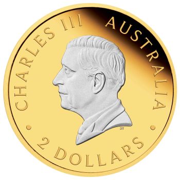 2 Unze Silbermünze Australien 2025 - Känguru Proof Reverse vergoldet im Münzetui und Zertifikat | Perth Mint Variante