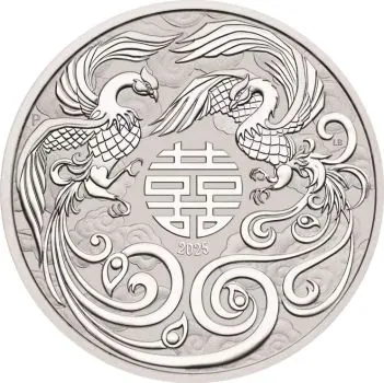 1 Unze Silbermünze Australien 2025 | Serie: Chinese Myths and Legends - Motiv: Double Phoenix
