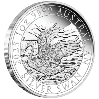 1 Unze Silbermünze Australien 2025 in Polierte Platte | Motiv: Der Schwan - The Swan | Perth Money Expo ANDA Ausgabe